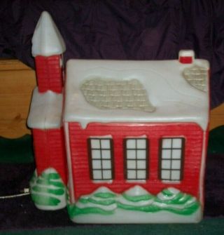Vintage Empire Blow Mold Christmas School House Lighted.