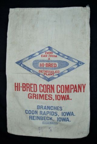Dc: 1926 Pre - Pioneer Hi - Bred Corn Company Seed Corn Sack,  1/2 Bushel,  Wow