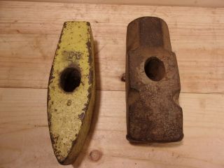 (2) Vintage Sledge / Blacksmith Hammer Heads (1) Iron City Cross Peen (1) Kol