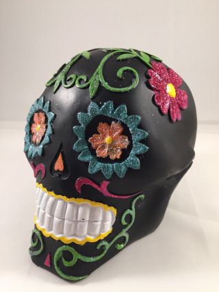 Black Sugar Skull Mexican Day Of The Dead Dia De Los Muertos Skull Decor