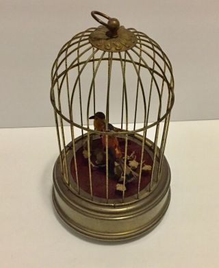Vintage Linden Singing Birds In Cage Automation Music Box West Germany