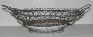 Ornate Victorian Wire Basket / Handles & Porcelain Luster Ware Currants Plate 3