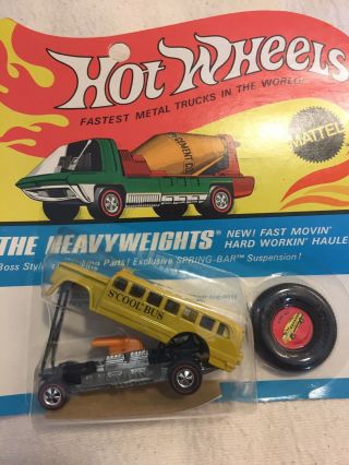 1970 - 71 Hot Wheels S’cool Bus Heavyweights Redline Blister Vintage