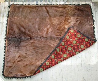 Antique Vtg Horse Hair/ Hide & Mane Wool Carriage Buggie Sleigh Blanket 64x78