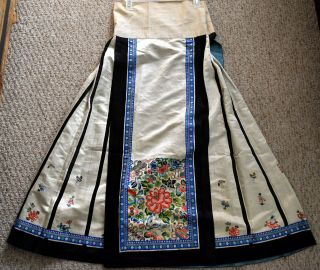 Antique Chinese Silk Hand Embroidered Apron Skirt