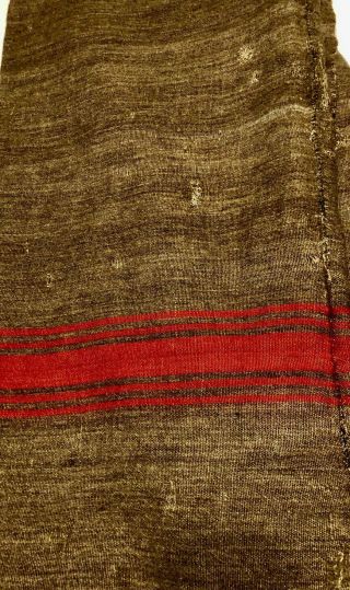 Aarp Antique Homespun Wool Blanket Loom Woven Brown Red Primitive Cottage