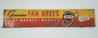 Vintage C.  1950 Massey Harris Tractor Fan Belts Farm Gas Oil 34 " Metal Sign