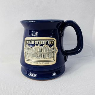 Delta Street Inn Coffee Mug Hand Thrown Footed Cobalt Blue Deneen Pottery Usa