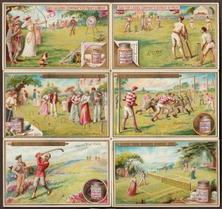Liebig S - 461 " Sports I (english) " Full Set Of 6 Vintage Trade Cards 1895 English