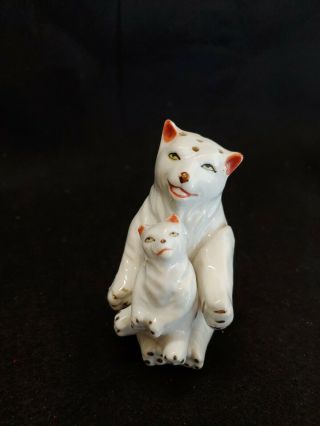 Vintage Mother Cat With Kitten On Lap Salt And Pepper Shaker