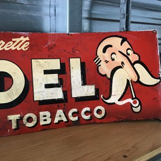 Vintage tin sign advertising Model smoking tobacco great graphics 2