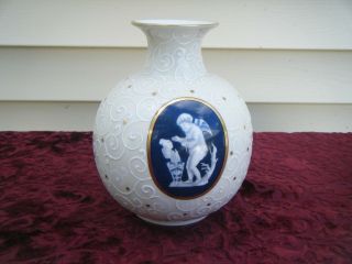 Vintage Japanese Noritake Porcelain Morimura Vase 2 - Sided Hand Painted W/ Stamp