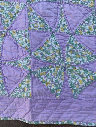 Antique Early Handmade Quilt,  Vintage 1920’s Hand Stitched Pinwheel Signed