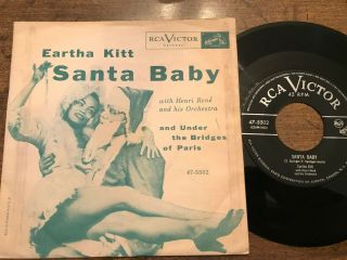 Eartha Kitt Santa Baby / Under The Bridges Of Paris 45 W Picture Sleeve Vg,
