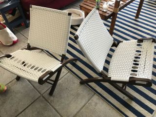 2 Hans Wegner Style Rope Folding Chair In The Style Of Model Jh 512