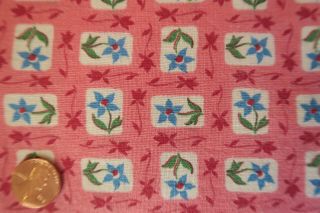 One Vintage Feedsack Pretty Pink W/ Tiny Bxd Flowers 37x44 Pristine Great