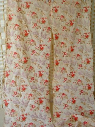 2 Stunning Antique French 19th Century Printed Fabric Panels Florals (b)