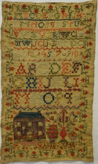 Mid 19th Century House,  Motif & Alphabet Sampler By F.  C December 11 - 184