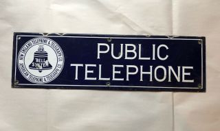 Antique Porcelain England Bell System American Bell Public Telephone Sign