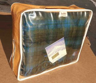 Vintage Pendleton Wool Stadium Car Fringed Blanket " Robe In A Bag " 52 " X 72 "
