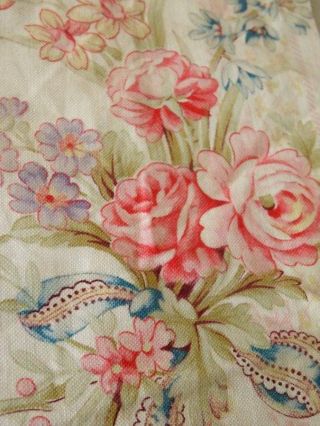 A Stunning Antique French 19th Century Printed Fabric Rose Bouquets