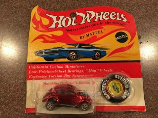 1967 Mattel Hot Wheels Custom Volkswagen Red W White Interior Us
