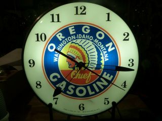 Restored Chief Gasoline Lighted Pam Advertising Clock Sign Gas & Oil Automobilia 2