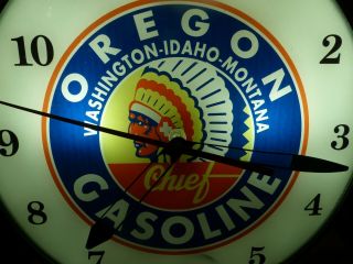 Restored Chief Gasoline Lighted Pam Advertising Clock Sign Gas & Oil Automobilia 3