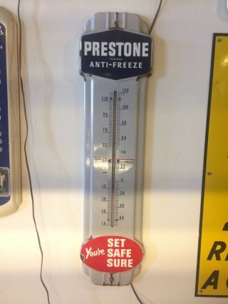 Porcelain Enamel Prestone Anit - Freeze Ad Thermometer