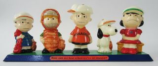 Vtg Peanuts Snoopy Baseball Team Figurines Charlie Brown Lucy Determined 1971