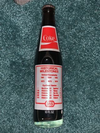 Coca Cola Commemorative Bottle Coke 10 Oz Paul Bear Bryant Alabama Crimson Tide
