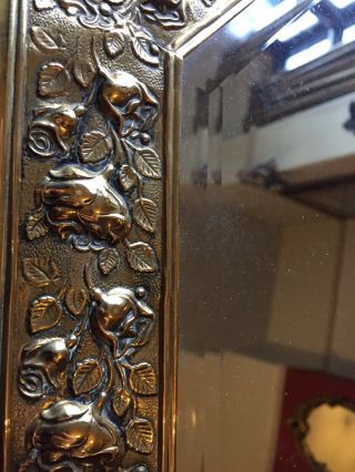 Brass Framed Mirror Art Nouveau,  Arts And Crafts 3