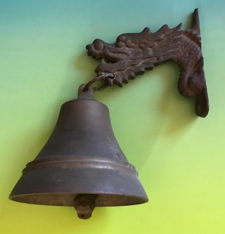 Vintage Antique Asian Hanging Door Bell With Dragon Mount Brass ?