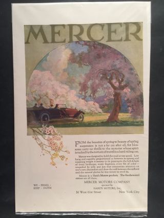 1920 Mercer Automobile Vintage Full Page Color Print Ad Advertisment