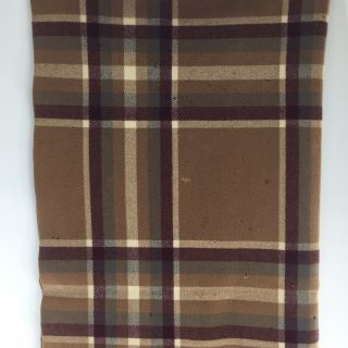 Vtg Pendleton Brown Red Plaid Wool Fringe Throw Blanket Heavyweight 44”x54” A1a