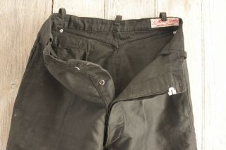Pants Vintage French Black Work Wear Chore Moleskin Rare 35 Inch Waist