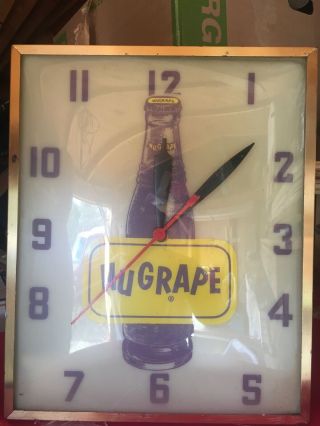 Vintage Nugrape Soda Lighted Advertising Clock Swihart Elwood Indiana
