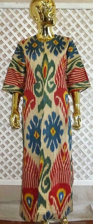 Uzbek Handmade Natural Cotton Ikat Robe Chapan 1646