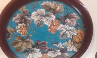 Antique 19thc Floral Beadwork Needlework Picture / Embroidery