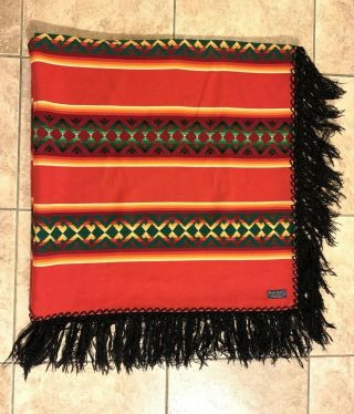 Vintage Pendleton Beaver State Fringe Wool Chief Joseph Aztec Design Blanket