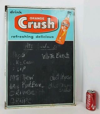 Vintage Drink Orange Crush Refreshing Delicious Tin Menu Chalkboard Sign 27x19 2