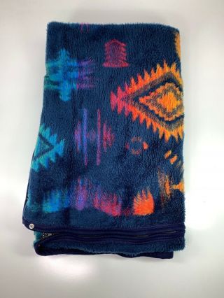 Biederlack Rainbow Southwest Aztec Snap Zip Sleeping Bag Wrap Blanket 61 " X 56”
