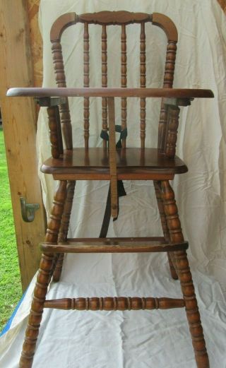 Vtg Wood Wooden Highchair High Chair Jenny Lind 1st Birthday