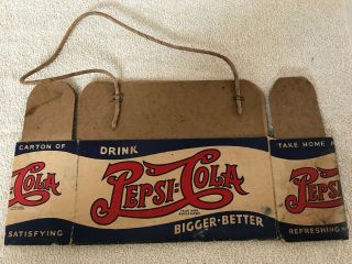 Pepsi Cola Rare 1930’s Double Dot Cardboard 6 Pack Carrier