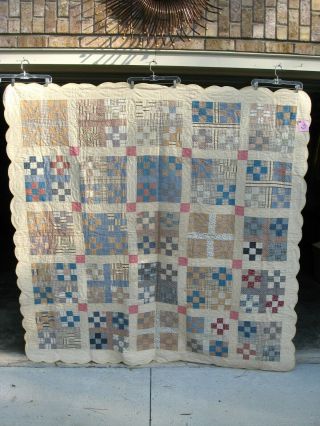 Quilt,  Vintage Hand Stitched,  Quilted.  Machine Bound 3 7x7 Feet,  Queen Size