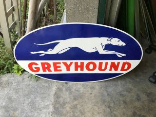 " Greyhound " Large,  Heavy Double Sided Porcelain Sign (36 " X 19 "),