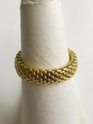 Tiffany & Co 18k Yellow Gold Somerset 5.  25mm Mesh Band Ring Size 8