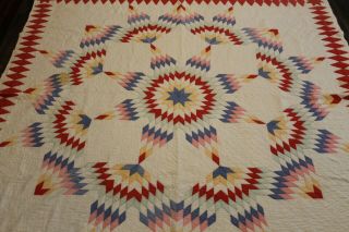 Vintage Antique Quilt Multi Color Pinwheel Patchwork 80 " X 84 " - Queen Size