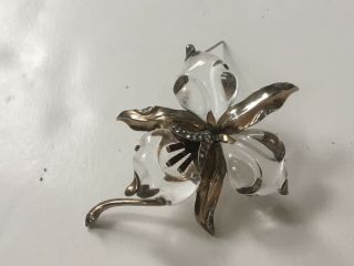 Trifari Sterling Orchid Pin Brooch Jelly Belly Vintage Jewelry