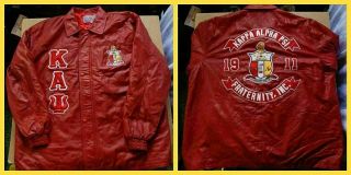 Vintage Kappa Alpha Psi Fraternity Leather Jacket - Xxxl Turf Gear ΚΑΨ/kap Red